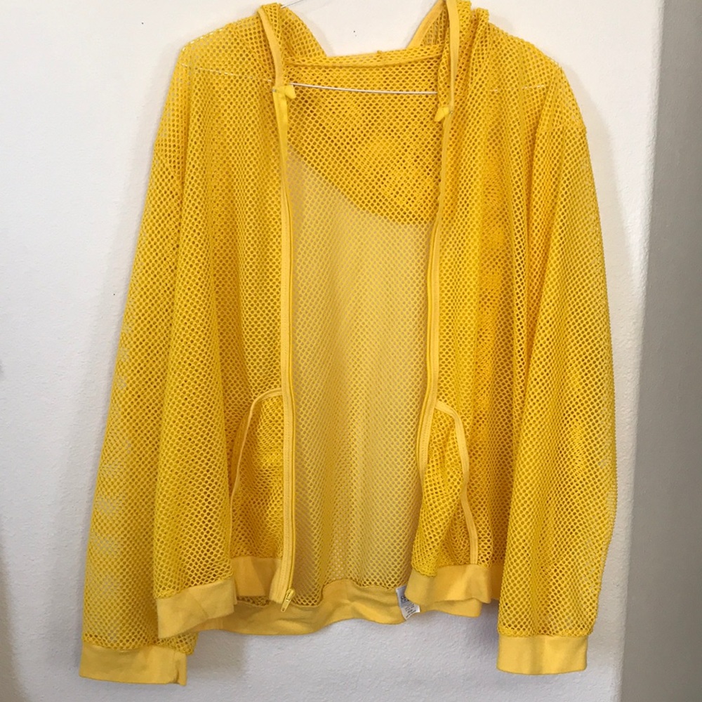 Yellow fishnet sweater